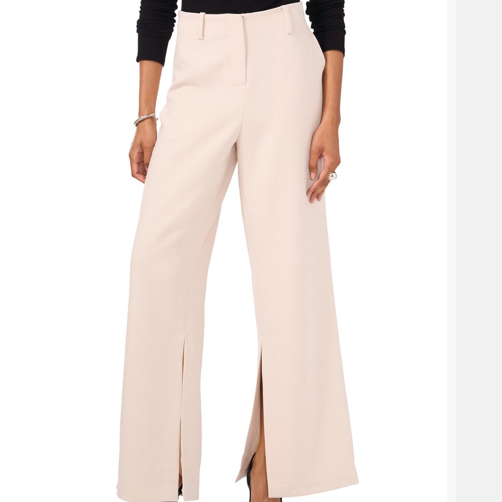 Vince Camuto Split Hem Elegant Cream Wide-Leg Pants size 4